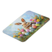 かわいいイースターバニーと色付き卵 マグネット (左側)