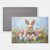 かわいいイースターバニーと色付き卵 マグネット (正面/裏面)