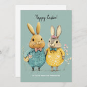 かわいいイースターバニーのカップル シーズンカード (正面/裏面)