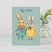 かわいいイースターバニーのカップル シーズンカード (スタンド正面)