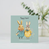 かわいいイースターバニーのカップル シーズンカード (スタンド正面)
