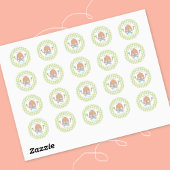 かわいいイースターバニーのステッカー ラウンドシール