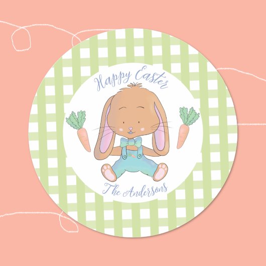 かわいいイースターバニーのステッカー ラウンドシール
