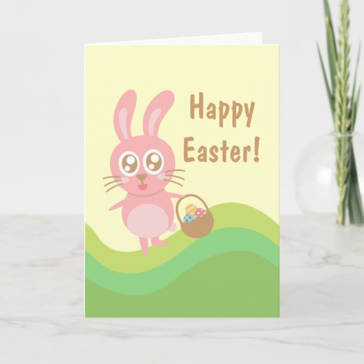 かわいいイースターバニーの卵の保持籠 シーズンカード (正面)
