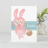 かわいいイースターバニーの卵の保持籠 招待状 (スタンド正面)