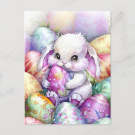 かわいいイースターバニーの卵 ポストカード
