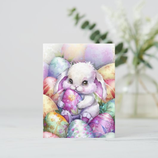 かわいいイースターバニーの卵 ポストカード (スタンド正面)