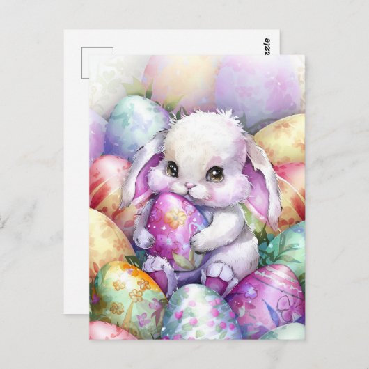 かわいいイースターバニーの卵 ポストカード (正面/裏面)