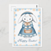 かわいいイースターバニーの女の子 ポストカード (正面/裏面)