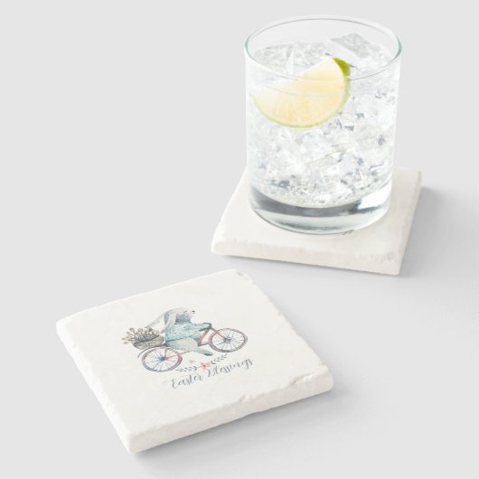 かわいいイースターバニーをバイクに ストーンコースター (横)