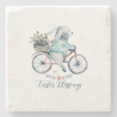 かわいいイースターバニーをバイクに ストーンコースター (正面)