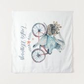 かわいいイースターバニーをバイクに タペストリー (正面(横))