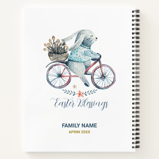 かわいいイースターバニーをバイクに ノートブック (裏面)