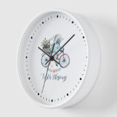 かわいいイースターバニーをバイクに 壁時計 (傾斜)