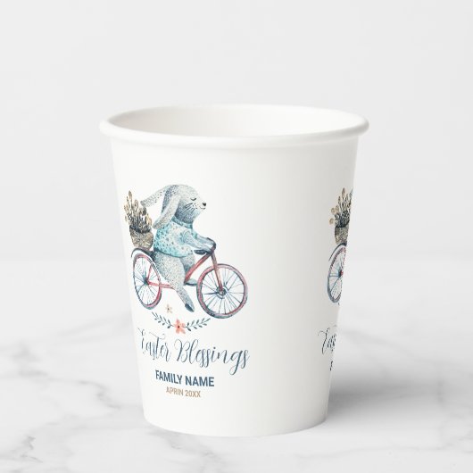 かわいいイースターバニーをバイクに 紙コップ (正面)