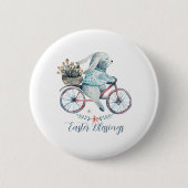 かわいいイースターバニーをバイクに 缶バッジ (正面)