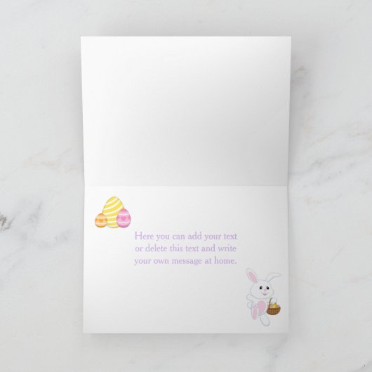 かわいいイースターバニーイースターエッグ狩りありがとう サンキューカード (内部)