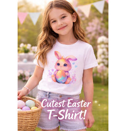 かわいいイースターバニーガールTシャツ - 愛らしいパステルカラー Tシャツ