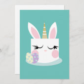 かわいいイースターバニーケーキユニコーン卵 シーズンカード (正面/裏面)