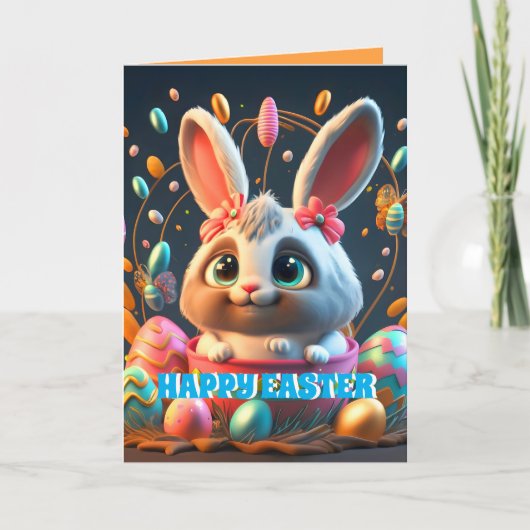 かわいいイースターバニーパーソナライズされたウサギの子供たち写真 カード (正面)