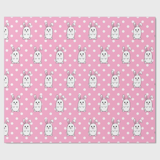 かわいいイースターバニーピンクのウサギの漫画の子供 ラッピングペーパー (フラット)
