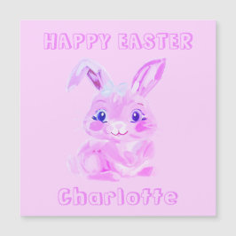 かわいいイースターバニーピンクの名前の冷蔵庫カード