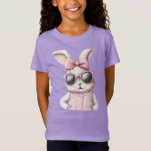 かわいいイースターバニーピンクサングラス Tシャツ (正面)