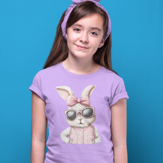 かわいいイースターバニーピンクサングラス Tシャツ