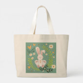 かわいいイースターバニーフローラインスピリシオートバッグ ラージトートバッグ (裏面)