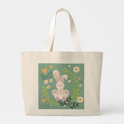 かわいいイースターバニーフローラインスピリシオートバッグ ラージトートバッグ (裏面)