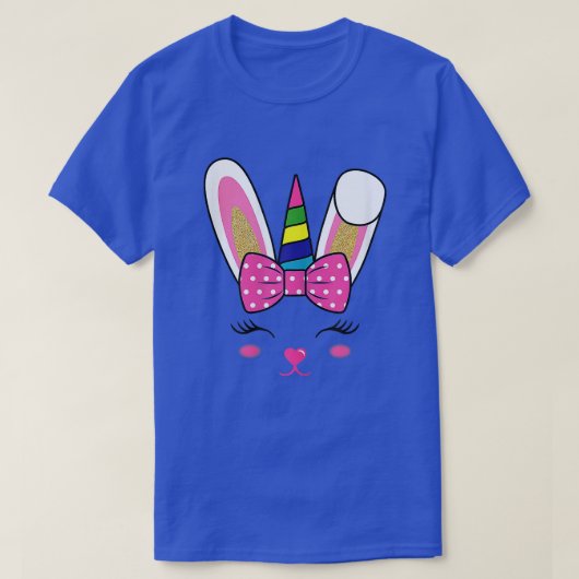 かわいいイースターバニーユニコーン顔女性用バニコーン Tシャツ (デザイン正面)