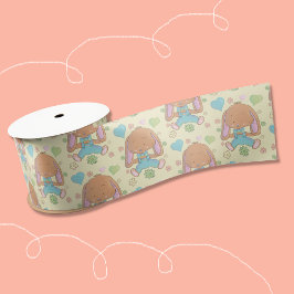 かわいいイースターバニーライトイエローリボン サテンリボン