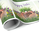 かわいいイースターバニーラビットインフラワーガーデンホリデイ ラッピングペーパー (ロールコーナー)