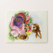 かわいいイースターバニーレトロヴィンテージジグソーパズル ジグソーパズル (横)