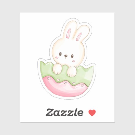 かわいいイースターバニー卵ピンクグリーンビニールシール シール (シート)