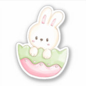 かわいいイースターバニー卵ピンクグリーンビニールシール シール (正面)