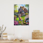 かわいいイースターバニー卵狩り絵を描のポスター ポスター (キッチン)