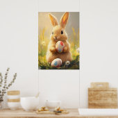 かわいいイースターバニー卵 ポスター (キッチン)