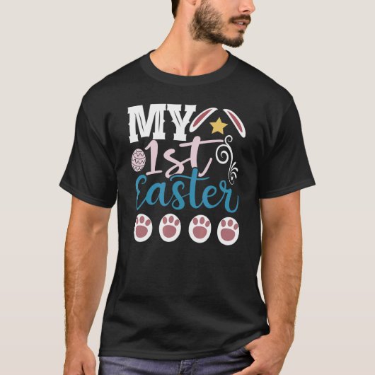 かわいいイースターバニー女の子たち私の最初のイースター Tシャツ (正面)