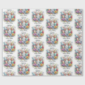 かわいいイースターバニー子供の名前または誕生日を追加 ラッピングペーパー (フラット)