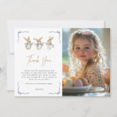 かわいいイースターバニー子供の3歳誕生日パーティーの写真 サンキューカード (正面)