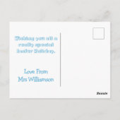 かわいいイースターバニー幼稚園の先生ブルーボーイズ ポストカード (裏面)