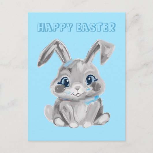 かわいいイースターバニー幼稚園の先生ブルーボーイズ ポストカード (正面)