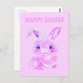 かわいいイースターバニー幼稚園先生ガーリーピンク ポストカード (正面/裏面)