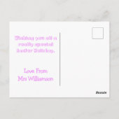 かわいいイースターバニー幼稚園先生ガーリーピンク ポストカード (裏面)