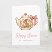 かわいいイースターバニー急須花 カード (正面)