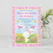 かわいいイースターバニー春の子供の誕生日 招待状 (スタンド正面)