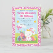 かわいいイースターバニー春の子供の誕生日 招待状 (スタンド正面)