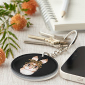 かわいいイースターバニー母イースターヒョウ年のR キーホルダー (正面右)