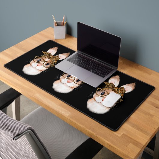 かわいいイースターバニー母イースターヒョウ年のR デスクマット (オフィス2)